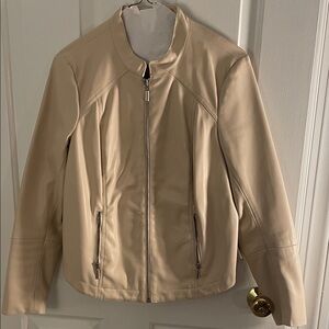 Women's Cream Leather Jacket